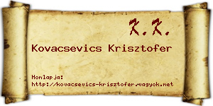 Kovacsevics Krisztofer névjegykártya